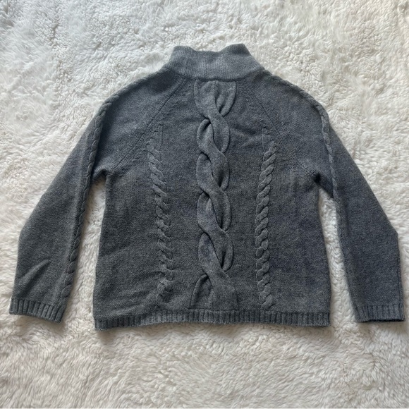 Quinn Cashmere Cable Knit Turtleneck Sweater - Picture 4 of 6